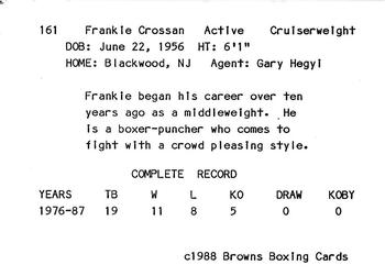 1988 Brown's #161 Frankie Crossan Back
