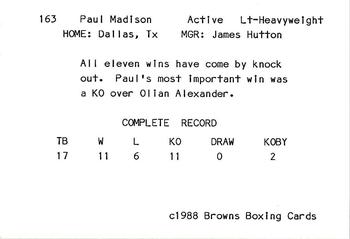 1988 Brown's #163 Paul Madison Back