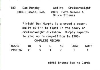 1988 Brown's #183 Dan Murphy Back