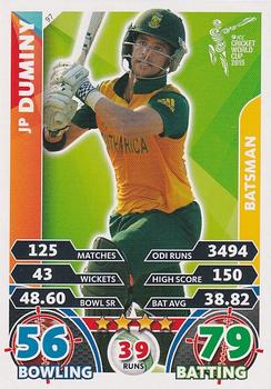 2015 Topps Cricket Attax ICC World Cup #97 JP Duminy Front