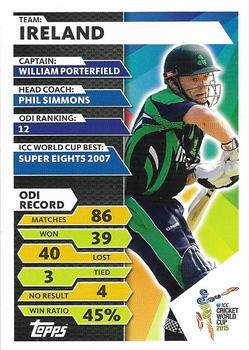 2015 Topps Cricket Attax ICC World Cup #152 William Porterfield Back