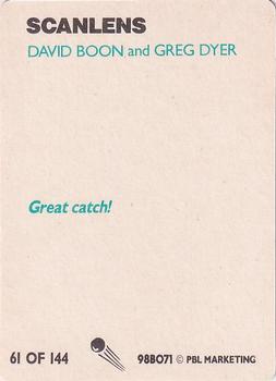 1988-89 Scanlens Stimorol Cricket #61 David Boon / Greg Dyer Back