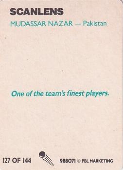 1988-89 Scanlens Stimorol Cricket #127 Mudassar Nazar Back