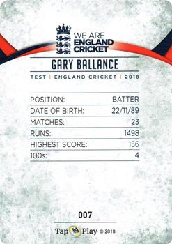 2018 Tap 'N' Play We are England Cricket #007 Gary Ballance Back