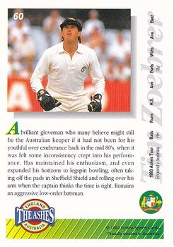 1993-94 Futera International Cricket #60 Tim Zoehrer Back