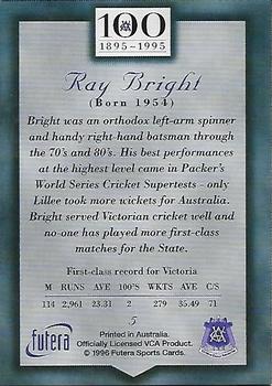 1996 Futera Victorian Cricket Association 1895-1995 #5 Ray Bright Back