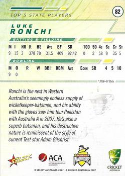 2007-08 Select #82 Luke Ronchi Back