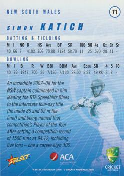 2008-09 Select Cricket Australia #71 Simon Katich Back