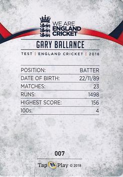 2018 Tap 'N' Play We are England Cricket - Silver Foil #007 Gary Ballance Back