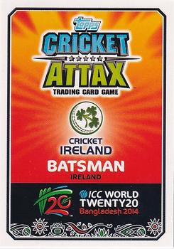 2014 Topps Cricket Attax ICC World Twenty20 #62 William Porterfield Back