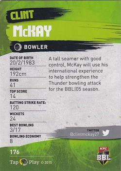 2015-16 Tap 'N' Play CA/BBL Cricket #176 Clint McKay Back