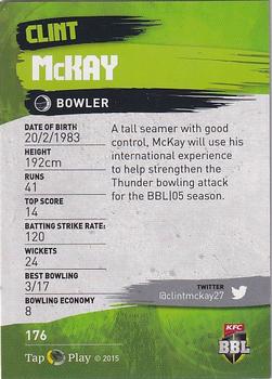2015-16 Tap 'N' Play CA/BBL Cricket - Silver #176 Clint McKay Back
