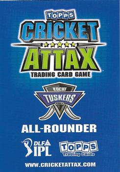 2011 Topps Cricket Attax IPL #NNO Thisara Perera Back