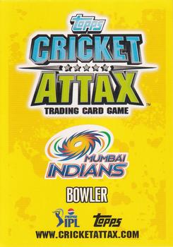 2013-14 Topps Cricket Attax IPL #108 Lasith Malinga Back