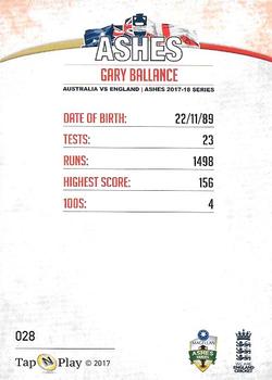 2017-18 Tap 'N' Play Ashes #028 Gary Ballance Back
