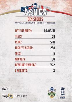 2017-18 Tap 'N' Play Ashes - Gold #040 Ben Stokes Back