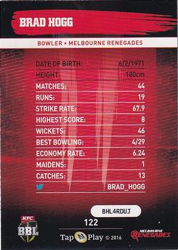 2016-17 Tap 'N' Play CA/BBL Cricket - Silver #122 Brad Hogg Back