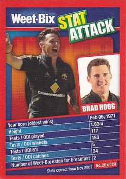 2007-08 Weet-Bix Stat Attack #20 Brad Hogg Front