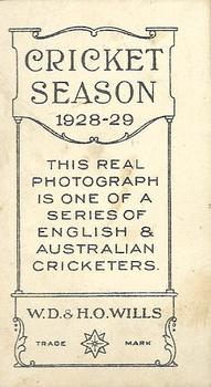 1928-29 Wills's Cricket Season #NNO Herbert Sutcliffe Back