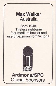 1978-79 Ardmona World Series Cricket #NNO Max Walker Back