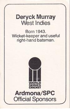 1978-79 Ardmona World Series Cricket #NNO Deryck Murray Back