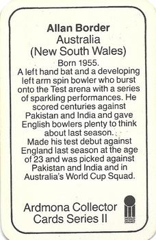 1979-80 Ardmona International Cricket #NNO Allan Border Back