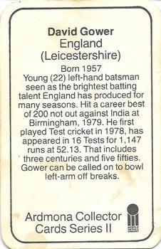 1979-80 Ardmona International Cricket #NNO David Gower Back