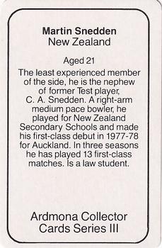 1980-81 Ardmona International Cricket #NNO Martin Snedden Back