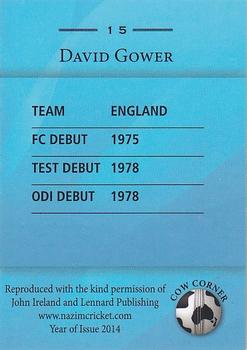 2014 Cow Corner Cricket Character Cards World Class #15 David Gower Back