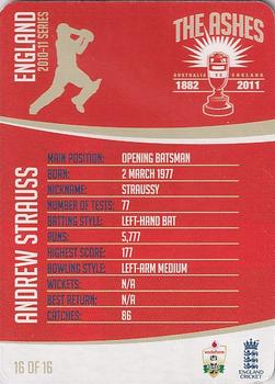 2010-11 Cricket Australia Ashes Mini Bat Player Card Collection #16 Andrew Strauss Back