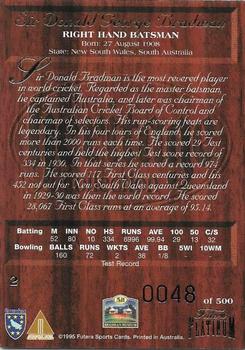 1996 Futera Heritage Collection #2 Don Bradman Back