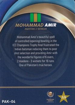2017 Tap 'N' Play ICC Champions Trophy Pakistan Champions #PAK-04 Mohammad Amir Back