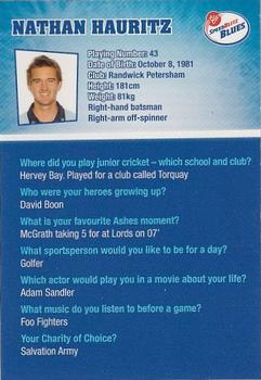 2010-11 New South Wales Blues Cricket #NNO Nathan Hauritz Back