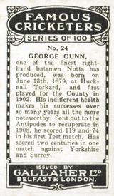 1926 Gallaher Cigarettes Famous Cricketers #24 George Gunn Back