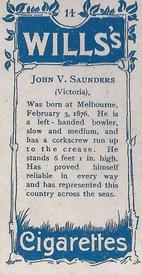 1903 Wills's Cricketers #14 Jack Saunders Back