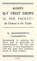 1936-37 Allen's Cricketers #27 George Duckworth Back