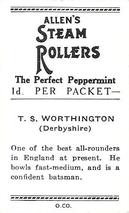 1936-37 Allen's Cricketers #28 Stan Worthington Back