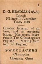1938 Sweetacres Cricketers Caricatures #1 Don Bradman Back