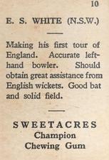 1938 Sweetacres Cricketers Caricatures #10 Ted White Back