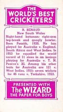 1956 D.C.Thomson The World's Best Cricketers (Wizard) #13 Richie Benaud Back
