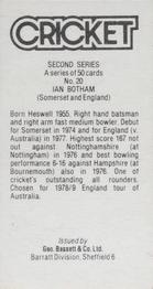 1979 Geo.Bassett Confectionery Cricketers Second Series #20 Ian Botham Back