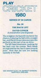 1980 Geo.Bassett Confectionery Play Cricket #24 The Back Lift (David Gower) Back