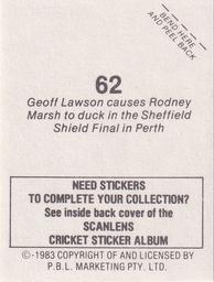 1983 Scanlens Cricket Stickers #62 Geoff Lawson / Rod Marsh Back