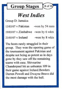 2007 Cricket World Cup #18 Shivnarine Chanderpaul Back