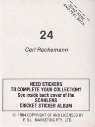 1984 Scanlens Cricket Stickers #24 Carl Rackemann Back