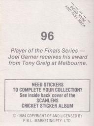 1984 Scanlens Cricket Stickers #96 Joel Garner / Tony Greig Back