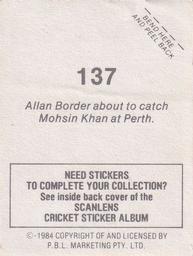 1984 Scanlens Cricket Stickers #137 Allan Border / Mohsin Khan Back