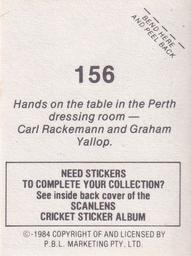 1984 Scanlens Cricket Stickers #156 Carl Rackemann / Graham Yallop Back