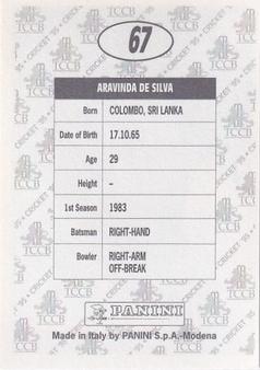 1995 Panini Cricket Stickers #67 Aravinda De Silva Back