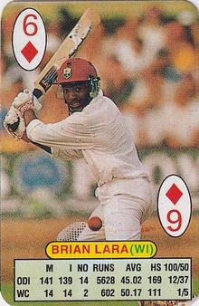 1999 Universal Cricket World Cup Trump Game #6♦ Brian Lara Front